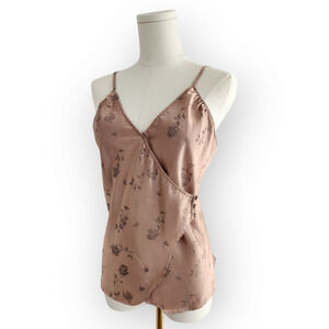 Vintage Secret Treasures Light Brown Jacquard Wrap Tank Top M